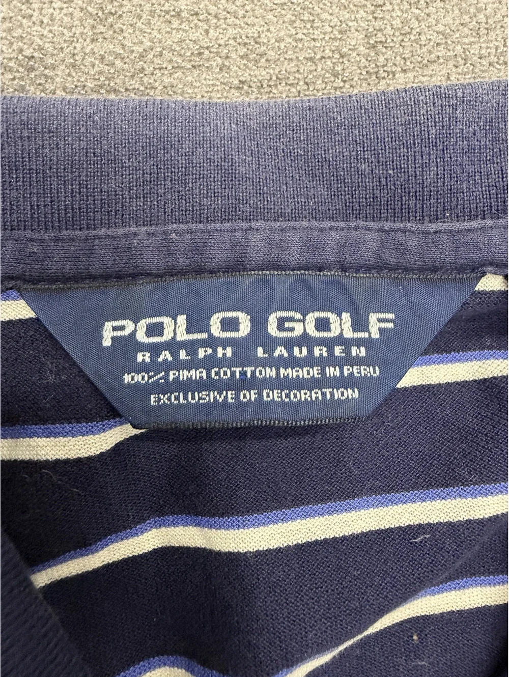 Ralph Lauren Polo Golf Men's XL Navy Blue Striped Polo Shirt
